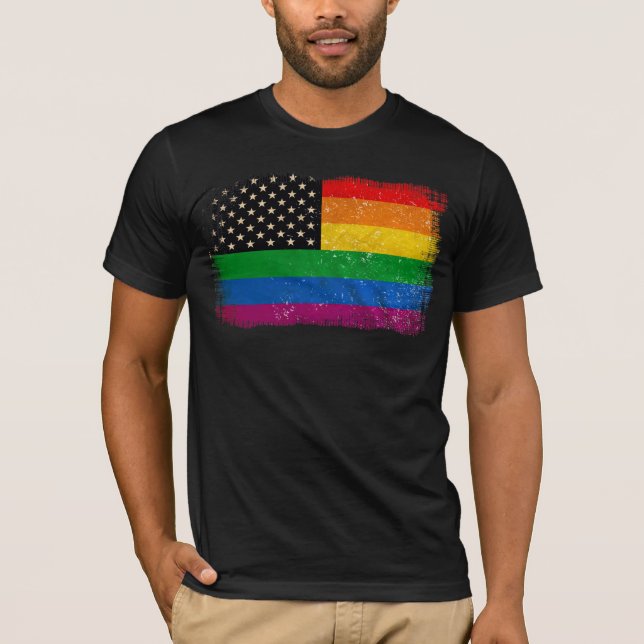 Gaymerican Pride Flag T-Shirt (Vorderseite)