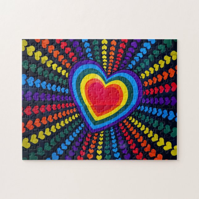 Gays Colors Heart Rainbow Muster Unterschiedliche  (Horizontal)