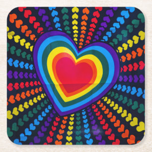 Gays Colors Heart Rainbow Pattern Homosexuelle Dif Rechteckiger Pappuntersetzer