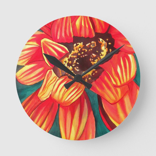 Gazania Wüstenkunst von Sacha Grossel Runde Wanduhr (Vorderseite)