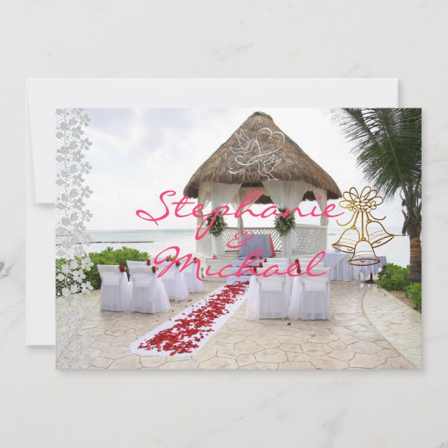 Gazebo auf Einladung zur Hochzeit am Strand (Vorderseite)