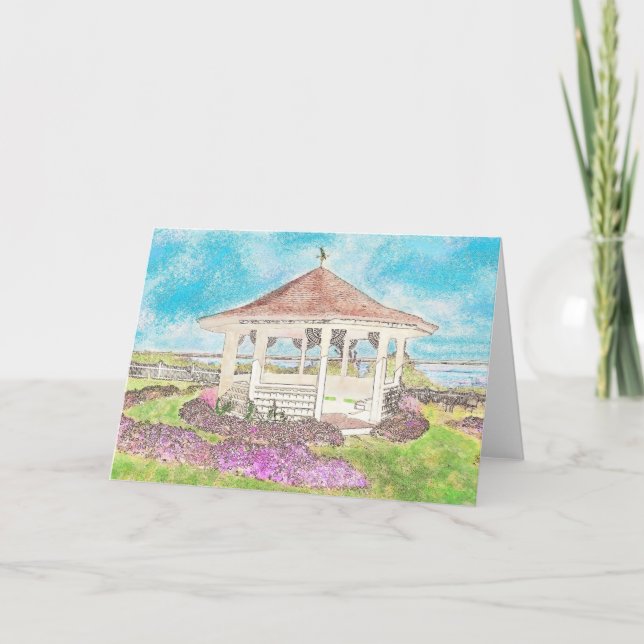Gazebo Blanc Peint Sur Carte De Voeux Cape Cod (Devant)