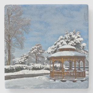 "GAZEBO IM SCHNEE" STEINUNTERSETZER