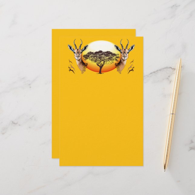 Gazelle African Antelope Wild Animal Briefpapier (Vorderseite/Rückseite Beispiel)