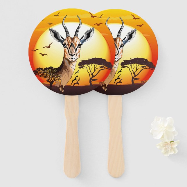 Gazelle African Antelope Wild Animal Fächer (Vorne und Hinten)