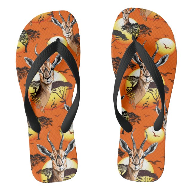 Gazelle African Antelope Wild Animal Flip Flops (Fußbett)