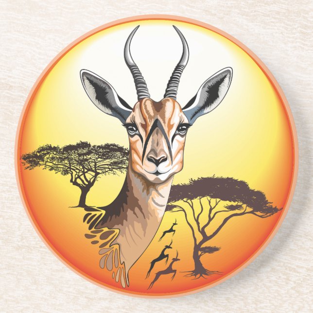 Gazelle African Antelope Wild Animal Getränkeuntersetzer (Vorne)