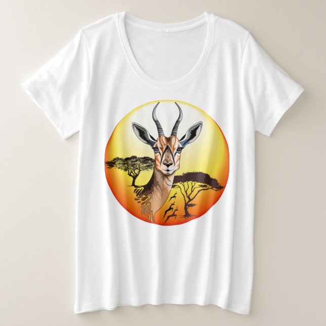Gazelle African Antelope Wild Animal Große Größe T-Shirt (Design vorne)