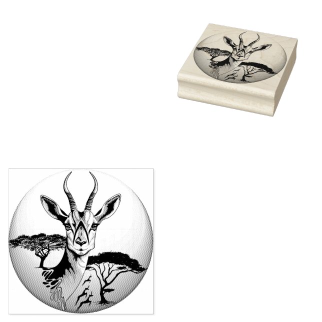 Gazelle African Antelope Wild Animal Gummistempel (Stempel)