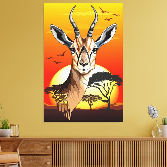 Gazelle African Antelope Wild Animal Leinwanddruck (Insitu (Wohnzimmer))