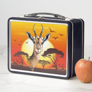 Gazelle African Antelope Wild Animal Metall Brotdose