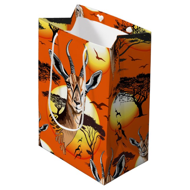 Gazelle African Antelope Wild Animal Mittlere Geschenktüte (Vorderseite Schrägansicht)