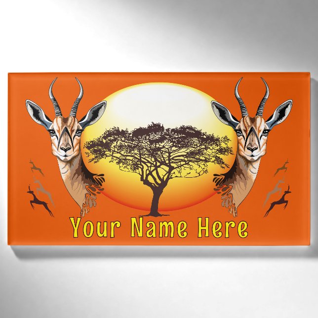 Gazelle African Antelope Wild Animal Namenschild (Vorderseite)