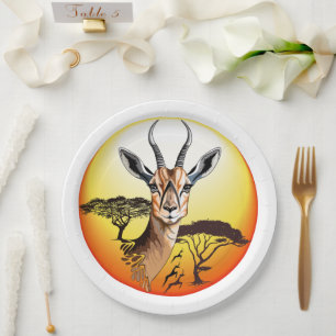 Gazelle African Antelope Wild Animal Pappteller