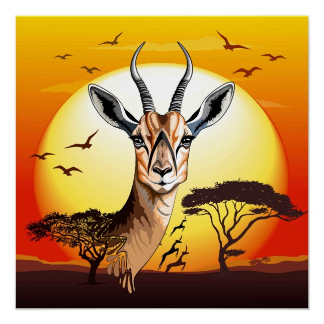 Gazelle African Antelope Wild Animal Poster (Vorderseite)