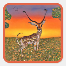 Gazelle bei Dämmerung Quadratischer Aufkleber