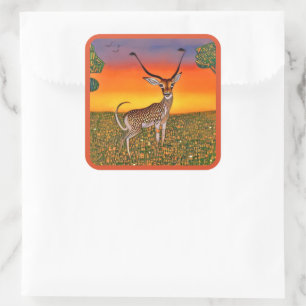 Gazelle bei Dämmerung Quadratischer Aufkleber