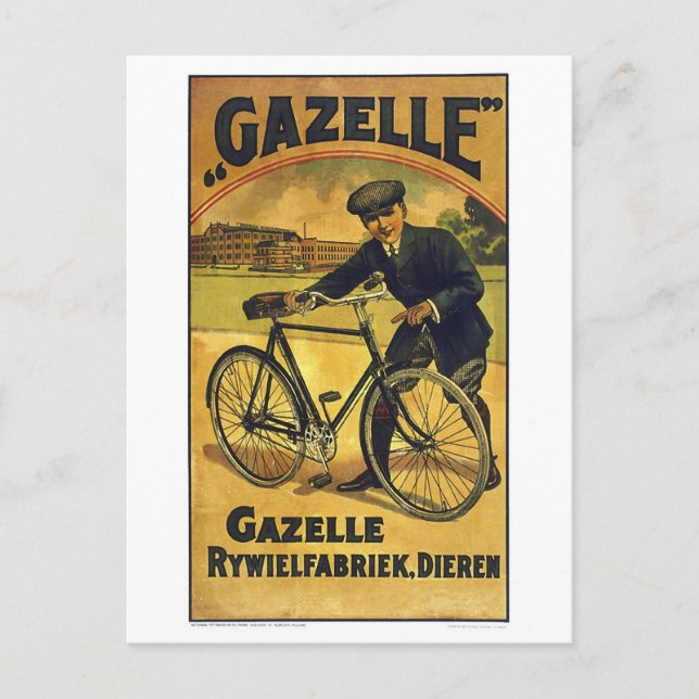 Gazelle Cycles Schönes Vintages Fahrradposter Postkarte (Vorderseite)