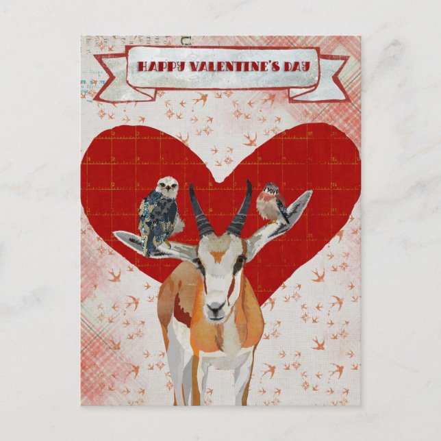 GAZELLE & FEATHERS VALENTINE'S Postcard Feiertagspostkarte (Vorderseite)
