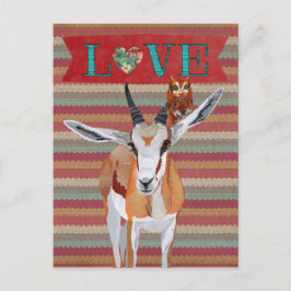 GAZELLE & OWL VALENTINE'S Postcard Feiertagspostkarte