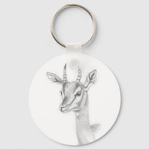 Gazelle  Study in pencil Basic Button Key Ring Schlüsselanhänger