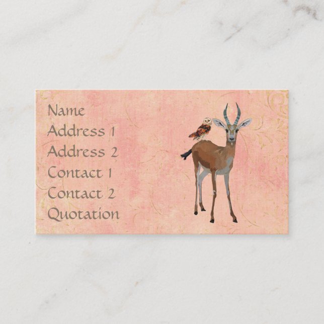 GAZELLE u. EULE ERRÖTEN Visitenkarte (Vorderseite)