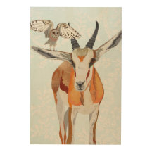 GAZELLE u. EULE hölzerne Leinwand