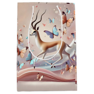 Gazelle und Schmetterlinge Fantasy-Kunst Mittlere Geschenktüte