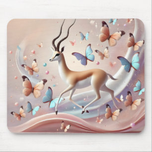 Gazelle und Schmetterlinge Fantasy-Kunst Mousepad