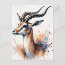 Gazelle Watercolor Portrait