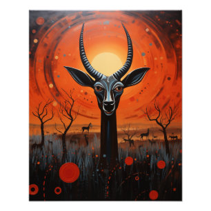Gazelle - Zwei Sonnen im Sonnenuntergang Fotodruck