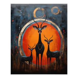 Gazelle - Zwei Sonnen im Sonnenuntergang Fotodruck