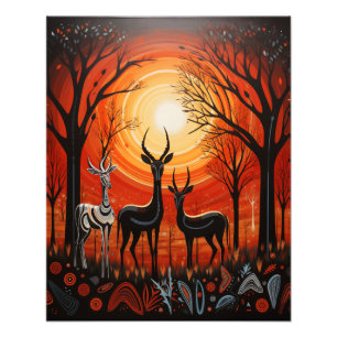Gazelle - Zwei Sonnen im Sonnenuntergang Fotodruck