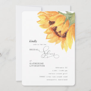 Gazing Sunflower Elegantes abgerundetes Brautparty Einladung