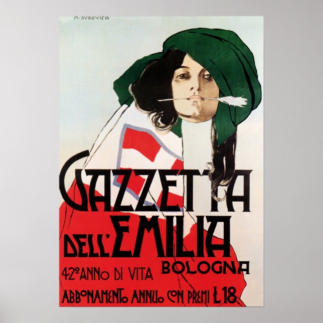 GAZZETTA DELL EMILIA Bologna von Marcelo Dudovich Poster (Vorne)