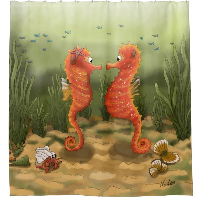 GB Shower Curtain Seahorses Duschvorhang (Vorderseite)