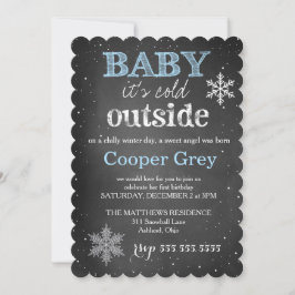 GC Blue Baby Es ist kalt draußen im Winter Geburts Einladung