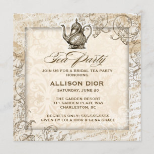 GC Bronze Tan Vintages Tee Party Einladung