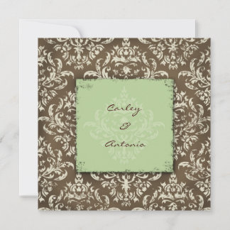 GC| Carley Vintag Damask| Braun/Grün/Creme Einladung