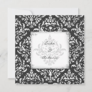 GC Erika Vintag Damask Grau Einladung