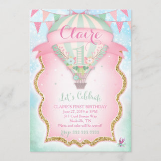 GC Heißluftballon Erster Geburtstag Einladung