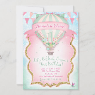 GC Heißluftballon Erster Geburtstag Einladung