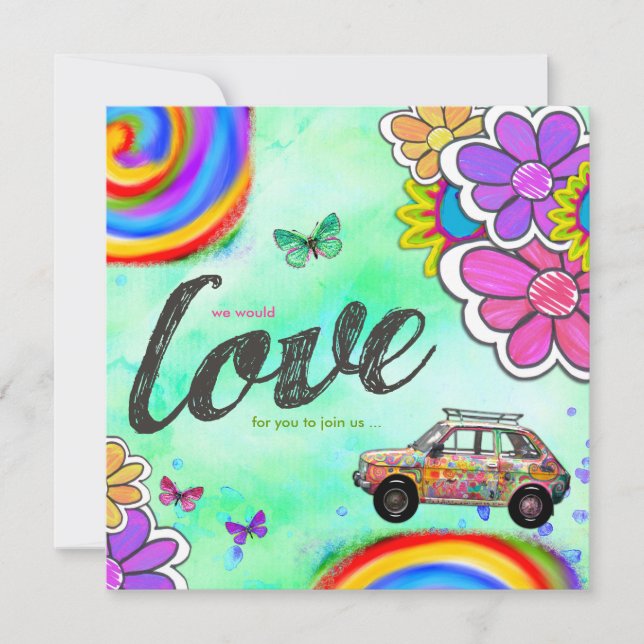 GC Hippy Tie Dye Invitation Bleu (Devant)