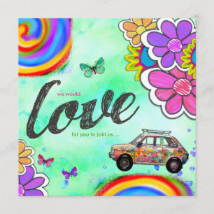 GC Hippy Tie Dye Invitation Bleu