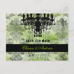 GC Jolie Chandelier Limon Black Damask Ankündigungspostkarte