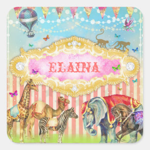 GC Magical Join the Circus Vintag Quadratischer Aufkleber