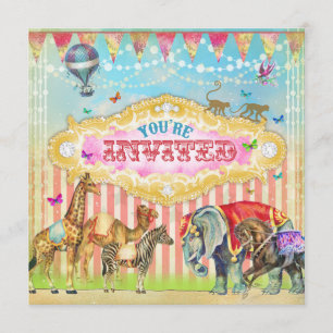GC Magical Join the Circus Vintag Stripes Einladun Einladung