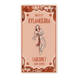 GC Retro Rouge Hawaiian Hula Girl Wine Label