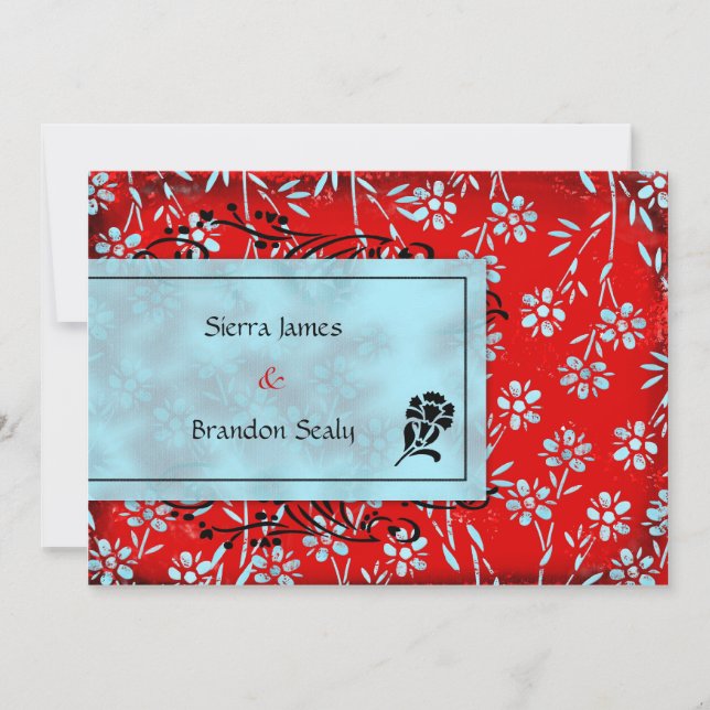 GC| Ruby Red & Turquoise Garden Einladung (Vorderseite)