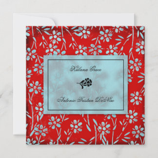  GC| Ruby Red & Turquoise Garden Square Metallic Einladung